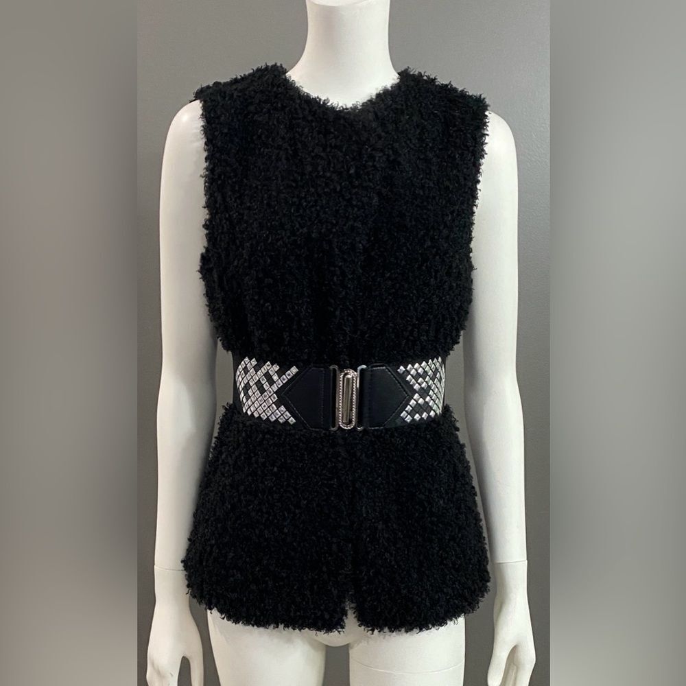 Moa Moa Black Vest Siver Belt Buckle Top Size Small